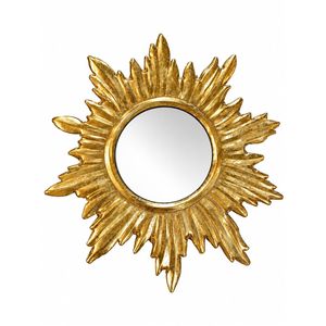 Espejo de pared decorativo de lujo con diseño de rayos de sol dorados, espejo colgante redondo con diseño de estrella, acabado antiguo, adorno de metal artístico para la sala de estar del hogar. - Product Image 2