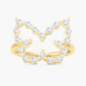 Anillos de declaración con diseño de mariposa y diamantes cultivados en laboratorio, de oro de 14K y 18K, con engaste de puntas, diseño calado y diseño de racimo, tipo banda de cóctel, para mujer, al por mayor - Product Image 1