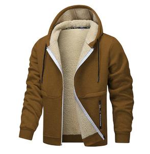 Sweat-shirt à capuche en fourrure sherpa épaisse pour homme, fermeture éclair, doux, chaud, hiver, uni, décontracté - Product Image 4