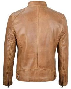Chaqueta de Moto para Hombre, Roja, de Cuero Genuino, Transpirable, Resistente al Viento, con Cuello Alto, Cierre de Cremallera, Corte Ajustado, Forro de Algodón para Invierno - Product Image 3