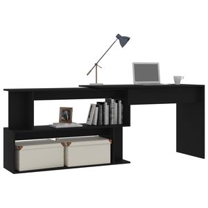 Escritorio de esquina de madera de ingeniería negra 78,7 "x 19,7" x 29,9 "para uso en computadora - Product Image 3