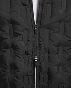 Men's <b>Black</b> Woolen Quilted Sleeveless <b>Vest</b> Zipper Closure Waterproof Windproof Stand Collar Casual Outerwear Winter Wear 3D - Product Image 6