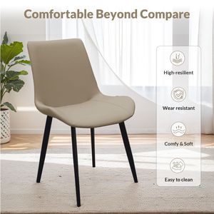 Set di 4 Sedie da Pranzo Moderne in Pelle PU Marrone Chiaro con Gambe in Metallo, Imbottite per Cucina, Ristorante, Soggiorno, Sala Riunioni - Product Image 5