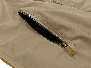 Blouson bomber kaki pour homme, coupe classique, fermeture éclair, vêtement décontracté pour l'automne, coupe-vent, coque en polyester, couleur unie, col rabattable - Product Image 5
