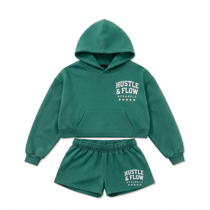 Conjunto de Pantalones Cortos con Capucha para Mujer, Cómodo para Invierno, 100% Algodón Felpa, Logotipo Personalizado Impreso, Ropa Casual Urbana - Product Image 3