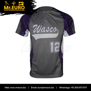Maillot de baseball personnalisé sublimé pour homme, manches courtes, anti-humidité, coupe ample, fermeture boutonnée, 100 % polyester, antibactérien, gris - Product Image 3