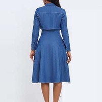 Conjunto de Dos Piezas: Vestido Camisero sin Mangas con Botones y Chaqueta de Mezclilla Lavada Estilo Vintage Elegante, con Recortes, para Fiesta, Uso Diario, Verano y Eventos Formales