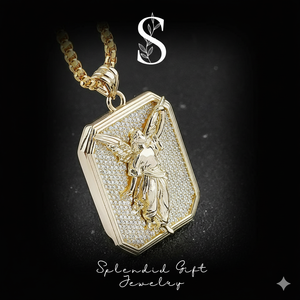 Collier en argent plaqué or avec cristal moissanite et acier inoxydable 925, pendentif pour homme, bijoux hip-hop - Product Image 1