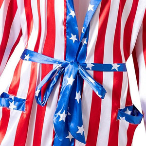 Disfraz de Boxeo con Bandera Americana de Satén para Hombre, Conjunto de Bata y Pantalones Cortos con Capucha, Temática de Estados Unidos, para Halloween, Cosplay y Combate - Product Image 6