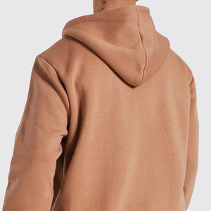 Sweat-shirt à capuche marron pour homme, coupe classique, 100 % coton molletonné, décontracté, pour l'hiver, avec poches, couleur unie brodée - Product Image 3