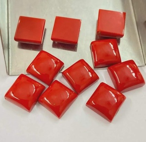 Cabochons carrés en corail rouge naturel, pierres précieuses calibrées à dos plat pour la fabrication de bijoux, vente en gros - Product Image 4