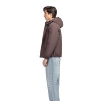 Veste à capuche marron pour homme, fermeture éclair, décontractée, coupe-vent, légère, imperméable, manches longues, logo personnalisé OEM