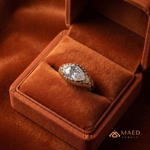 Moissanite <b>Dome</b> <b>Ring</b> for Women Gold Tone Engagement Wedding Anniversary Jewelry Elegant Daily Wear Fashion Style - Product Image 3
