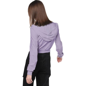 Sudadera con capucha corta de punto con logotipo personalizado para mujer, ropa deportiva de fitness, manga larga de otoño, forro polar de algodón, cremallera frontal completa estilo coreano - Product Image 2