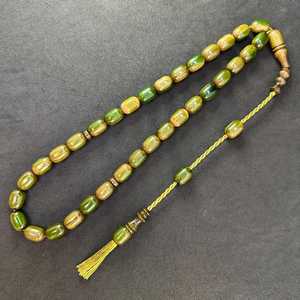 Chapelet d'ambre fait main, perles de prière religieuses, couleur orange, en résine modelée à la main, Tasbih rond, décoration d'intérieur islamique musulmane - Product Image 1