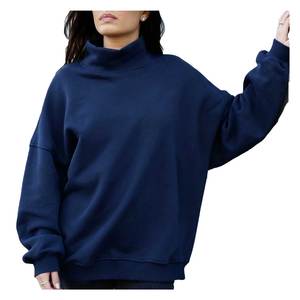 Compre Sudadera con Cuello Alto para Mujer a Precio de Fábrica, Color Azul Marino, Transpirable, Sudadera Holgada con Cuello Alto para Mujer - Product Image 1