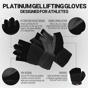 Guantes de Levantamiento de Pesas Platinum con Almohadilla de Gel - Guantes de Cuero Amara para Levantamiento de Pesas para Mujeres y Hombres - Product Image 6