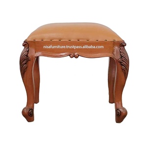 Tabouret en bois massif de noyer et d'acajou et ottoman de style français sculpté coiffeuse meubles pour la maison et l'hôtel - Product Image 6