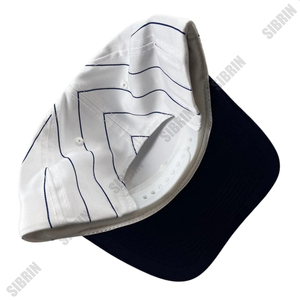 SIBRIN Custom Unisex 6 Panel Pinstripe Baseball <b>Cap</b> White Navy <b>Flat</b> Brim Twill Cotton Hat Outdoor Spring Summer Sports <b>Cap</b> - Product Image 4