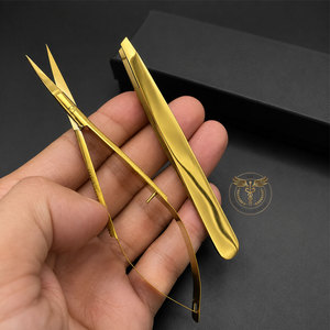 Ensemble professionnel de pinces à sourcils et ciseaux à ressort en acier inoxydable, outil de beauté et de toilettage, logo personnalisé OEM - Product Image 2