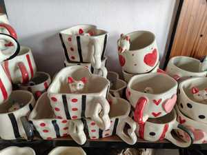 Striped Ceramic Coffee Mugs Set Colorful Retro Design <b>Microwave</b> Safe Dishwasher Safe Home Use Party Drinkware - Product Image 6