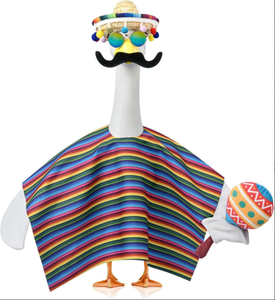 Déguisement de canard de porche Cinco De Mayo, poncho arc-en-ciel, sombrero, lunettes de soleil, moustache, décoration de statue de jardin - Product Image 6