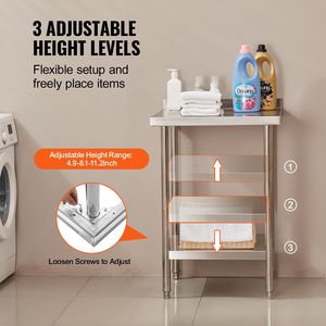 Tavolo da Lavoro in Acciaio Inox Resistente 24 X 24 X 36 Pollici, Banco da Lavoro Commerciale per Preparazione Alimenti, Tavolo in Metallo per Cucina - Product Image 5