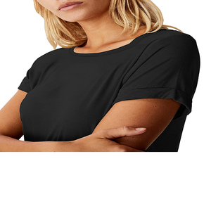 T-shirt pour femme de marque de luxe avec logo personnalisé OEM, impression personnalisée, 100% coton, coupe classique, poids lourd, t-shirt basique pour femme - Product Image 3