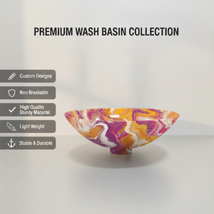 Aluminum Bathroom Sink Abstract Yellow Design Luxury <b>Round</b> Countertop Wash <b>Basin</b> for Modern Vanity Decor - Product Image 3