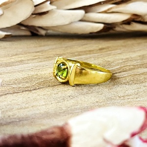 New Arrival Boho Peridot <b>Ring</b> Minimalist Brass Gemstone Women 18k Gold Plated <b>Dainty</b> Statement Band <b>Ring</b> for Wholesale/OEM/ODM - Product Image 4