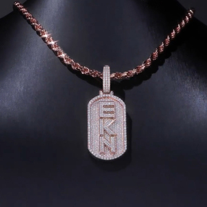 Rose Gold Plated 925 Silver Moissanite Pendant Necklace <b>Dog</b> Charm Rhinestone Letter Medallion Party Jewelry Gift - Product Image 1