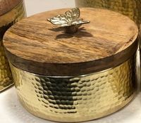 Boîte de rangement de cuisine artisanale en fer doré avec couvercle à rabat, compatible lave-vaisselle, écologique, pour le camping, boîte à pain, pot à thé et sucre, design moderne