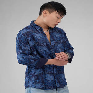 Venta al por mayor de fábrica 100% algodón tamaño indio Multi-Bolsillo suelto de gran tamaño de manga larga botón Polo cuello estampado patrón camisetas - Product Image 6