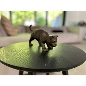 Petite figurine de chat en fonte de bronze pour la décoration du salon, du jardin ou comme cadeau - Product Image 1