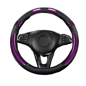 Cute Hello Kitty Universal fibra <span class=keywords><strong>de</strong></span> carbono púrpura Bling cubierta del <span class=keywords><strong>volante</strong></span> para coches - Product Image 1