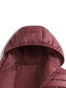 Veste d'hiver à capuche pour homme, couleur unie, coupe-vent, fermeture éclair, style décontracté, rembourrage en fibre de polyester - Product Image 3