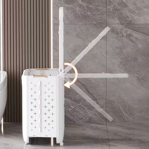 Cesto de Ropa Plegable de Doble Capa Blanco de 44L con Ruedas, Bolsas Interiores Extraíbles, Transpirable, Ahorra Espacio, Clasificador de Ropa para Apartamento y Hogar - Product Image 6