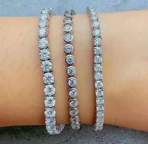 Moissanite White Diamond Bracelet for Women and Men, Mix Cut Diamond Bracelet For Wedding, White Gold moissanite Bracelet - Product Image 1