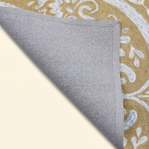 DECORDEC Tapis à poils épais en laine tuftée à la main, motif floral doré beige ivoire, écologique, antidérapant, grand tapis décoratif à motifs enroulés pour - Product Image 6