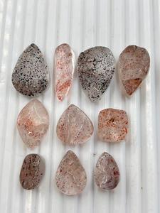 Lot de cabochons en quartz Super 7 naturel, cristaux Super Seven authentiques, pierres précieuses polies, multi-inclusions, 10 pièces, INDIA GEMS, blanc et rouge - Product Image 2