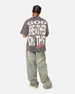 Camiseta personalizada para hombre, estilo acid wash, de algodón grueso, con estampado gráfico DTG, estilo streetwear, corte holgado, unisex. - Product Image 2