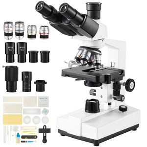 Microscopio Composto Trinoculare da Laboratorio con Ingrandimento 40X-5000X, Tavolino Meccanico a Due Livelli, Ingrandimento Totale 1000X - Product Image 1