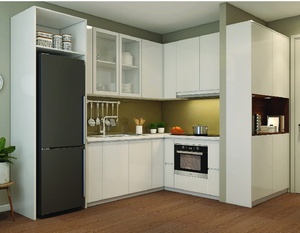 Vietnam Modern <b>Wall</b>-Mounted Kitchen <b>Cabinets</b> Durable Particle Board MDF Plywood Eco-Friendly <b>Metal</b> Handles Apartment Use 5 - Product Image 1