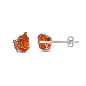 Boucles d'oreilles clous en argent sterling 925 avec pierre de soleil naturelle brute, motif papillon, tendance, délicates, serties griffes, lot de 4 paires pour mariage et fête - Product Image 1