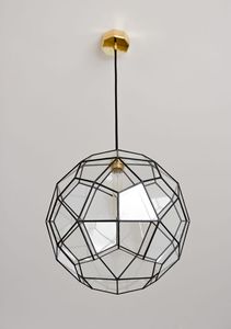 Modern Geometric Pendant Light Metal Frame <b>Ceiling</b> Mount Indoor Living Room <b>Decor</b> Black Gold Finish - Product Image 2