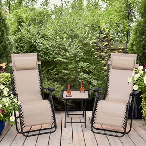 Poltrona reclinabile portatile 3 pezzi a gravità Zero con tavolo per mobili da esterno - Product Image 2