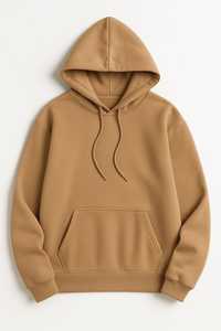 Men's Camel Solid Color Hooded Sweatshirt Casual Long Sleeve Pullover <b>Hoodie</b> with Pocket - Product Image 1