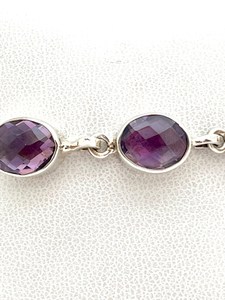 Sterling Silver Oval Cut Amethyst Adjustable Bracelet Elegant Gemstone Jewelry Women Gift Wholesale Supplier - Product Image 3