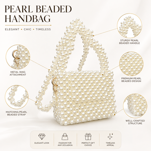 Bolso de Mano con Cuentas de Perlas para Mujer, Elegante Bolso de Hombro de Perlas Hecho a Mano, Mini Bolso de Fiesta para la Noche - Product Image 6