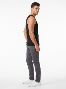 Dumela Men's <b>Black</b> Sleeveless <b>Knitted</b> <b>Tank</b> <b>Top</b> O-Neck Solid Casual Style - Product Image 4
